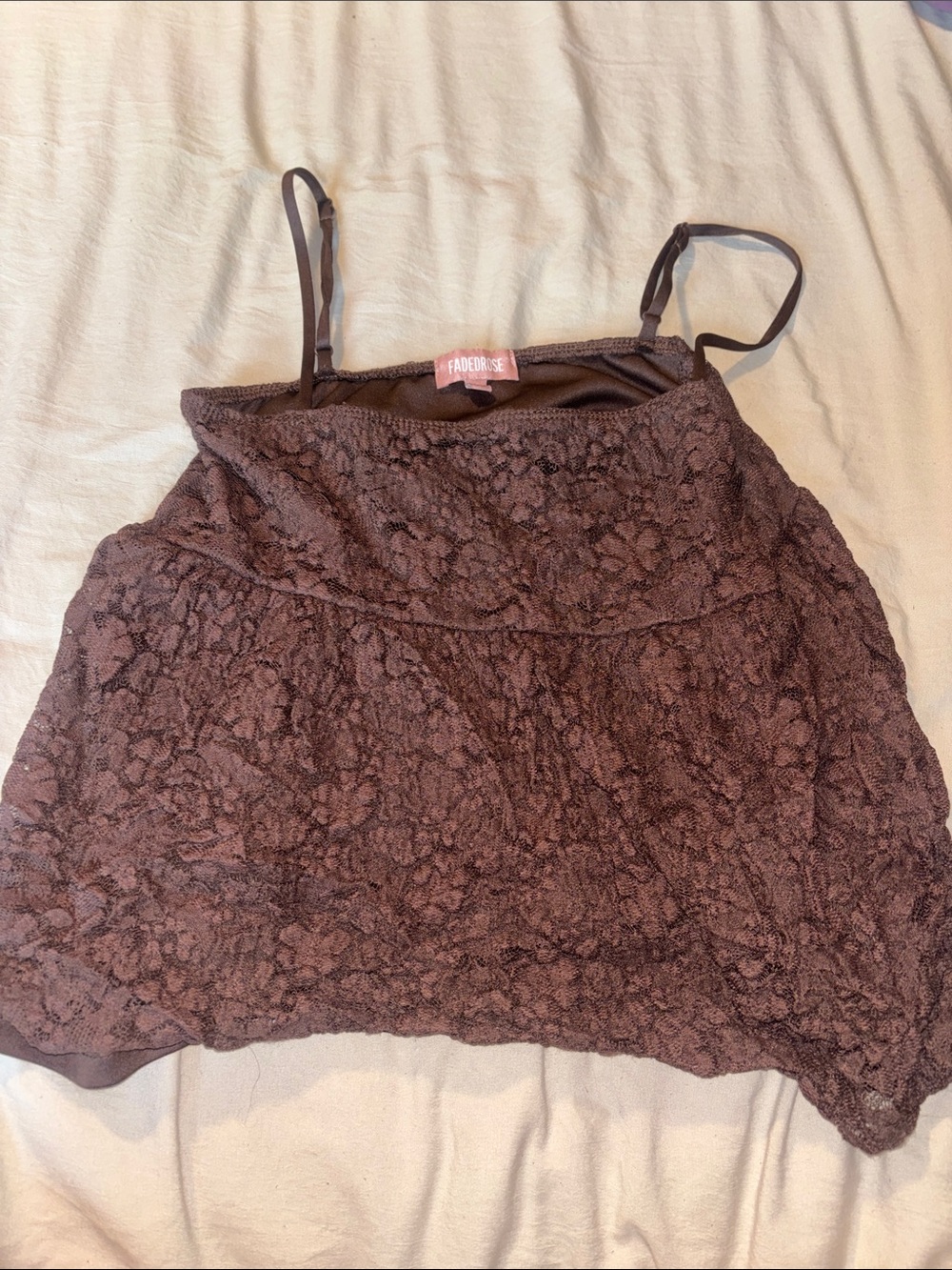 Brown Lace Cami with Adjustable Straps